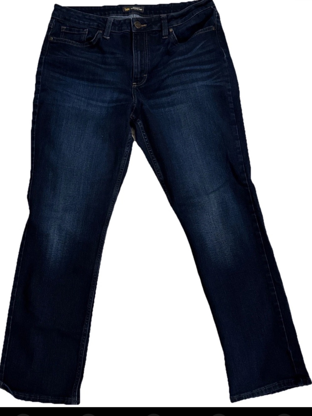 Lee Jeans Blue Mid Rise Straight Leg Stretch Womens Sz 14